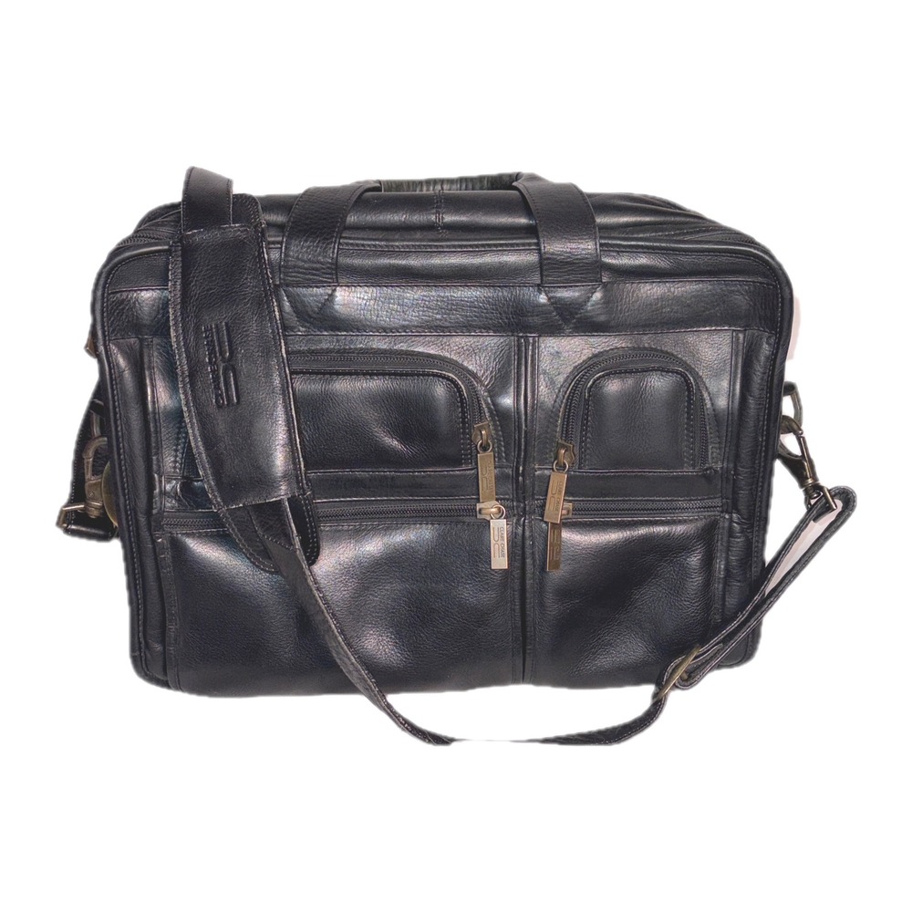 Claire Chase‎ Executive Computer Briefcase Leather Black 16x13x7.5 Professional